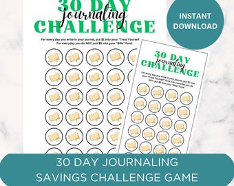 Printable 30 Day Journaling Savings Challenge, Habit Tracker, Cash Envelope Savings Challenge, Fitness Tracker, Multiple Colors & Sizes