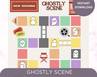 Printable “Ghostly Scene” Savings Challenge Game, Cards, & Dashboard, Cash Envelope Stuffing, Halloween Theme