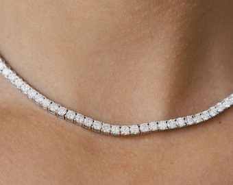 10 Karat Moissanit Diamant Tenniskette: 925 Sterling Silber Eternity Band