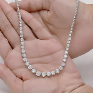 8 CT Round Moissanite Diamond Tennis Necklace Made In 925 Sterling Silver,Gorgeous Super Quality necklace, engagement necklace, Gift For Her