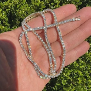 12.40 Ct Round Cut Moissanite Diamond Men&#39;s Tennis Necklace Made In 925 Sterling Silver, Beautiful Moissanite Diamond MEN&#39;S Necklace.