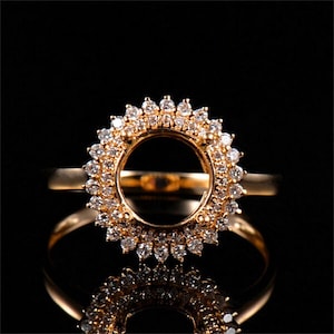 This Fulgurant Elegant Ring Semi Mount can fit a 8mm round cut center stone, accented with small Moissanite diamonds.