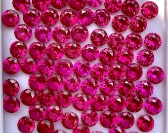 Lab Roter Rubin Rundschliff Lose Edelsteine, 6 mm 10 Stück