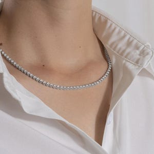 8 CT Moissanite Diamond Eternity Tennis Necklace Made In 925 Sterling Silver, Beautiful Moissanite Diamond Wedding Necklace, Gift For Her.
