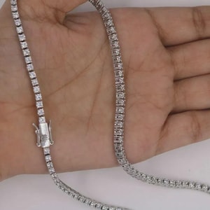 12 Ct Round Cut Moissanite Diamond Tennis Necklace Made In 925 Sterling Silver,Gorgeous Super Quality necklace,Wedding necklace,Gift For Her