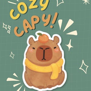 Cute Scarf Capybara Sticker | Water Bottle Laptop Waterproof Sticker