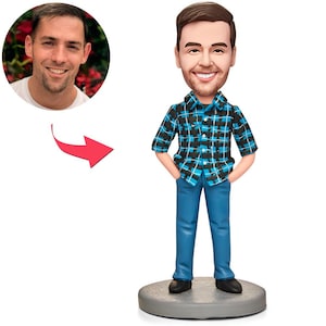 Boneco de cabeça bobblehead personalizado: presente de argila de polímero feito à mão