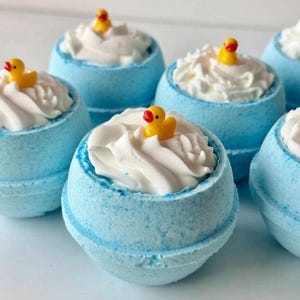 Enten Spielzeug Badebombe | Blaue sprudelnde Seifenblasen-Bar, Kinderbad-Spaßgeschenk