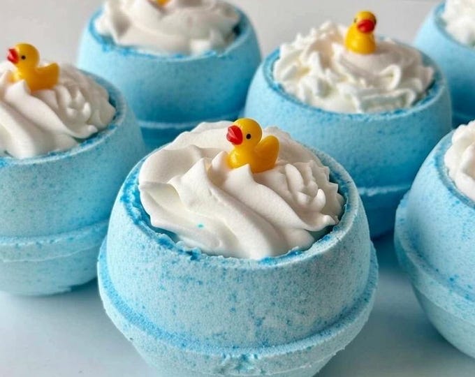 Duck Toy Bath Bomb | Blue Fizzy Bubble Bar, Kids Bath Fun gift