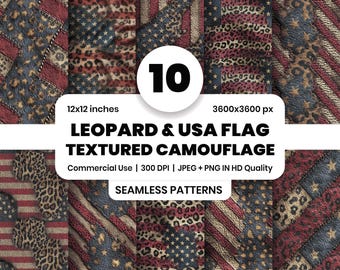 Amerikaanse vlag boscamo naadloos patroon, patriottische VS digitaal papier, jachtontwerp, luipaardprint Y2K, trending png, digitale download