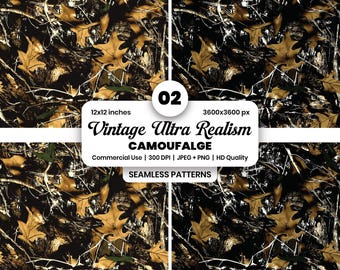 Vintage Realtree Camo Seamless Pattern, Woodland Hunting Fabric Digital Paper (300 DPI)