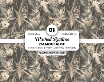 Washed Realtree Camo Seamless Pattern, Hunting Digital Paper, Tumbler Wrap, Camo Clothing, Phone Case Design, Tactical Gear,Digital Download