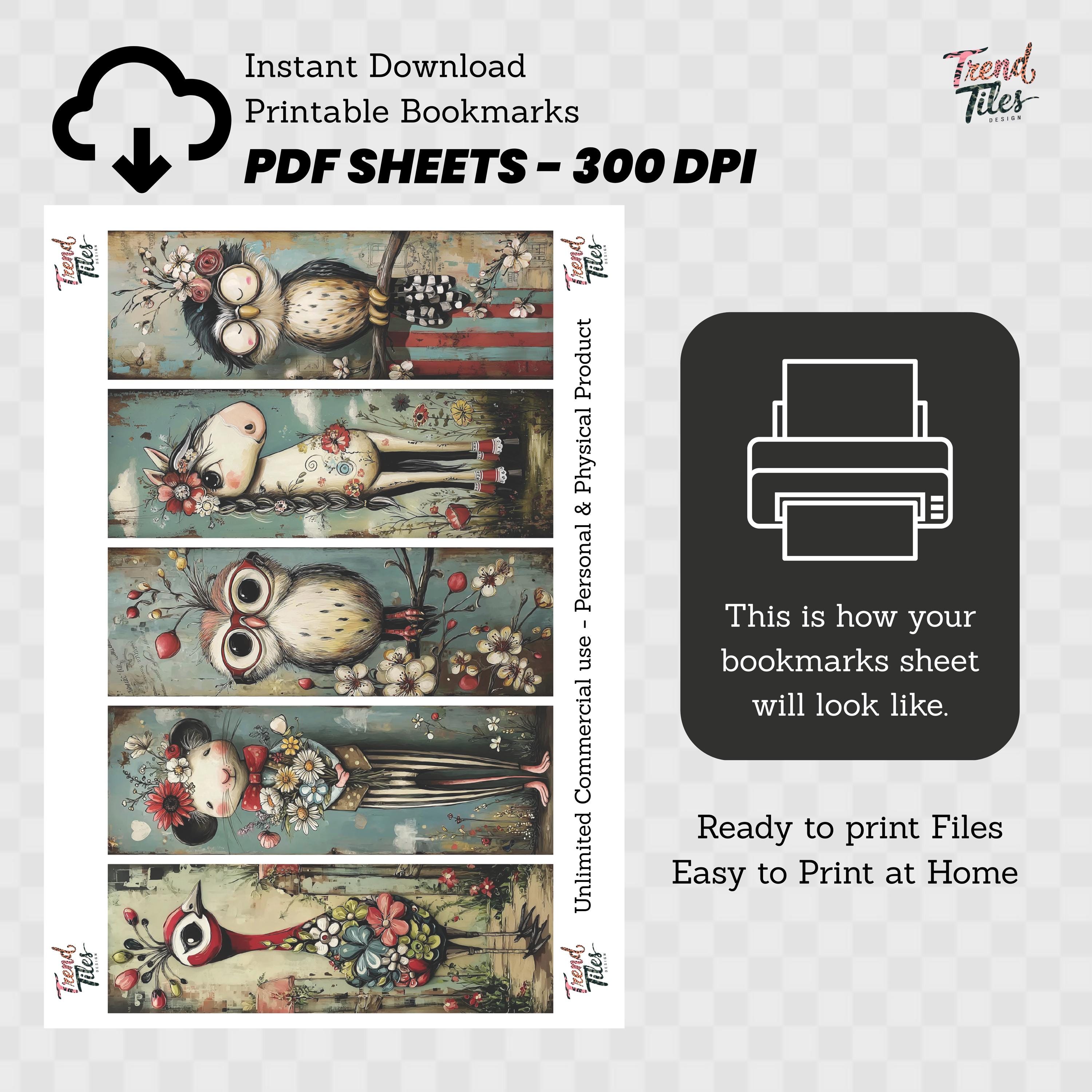 Quirky Farm Animal Printable Bookmarks Set | Whimsical Animal Bookmark ...