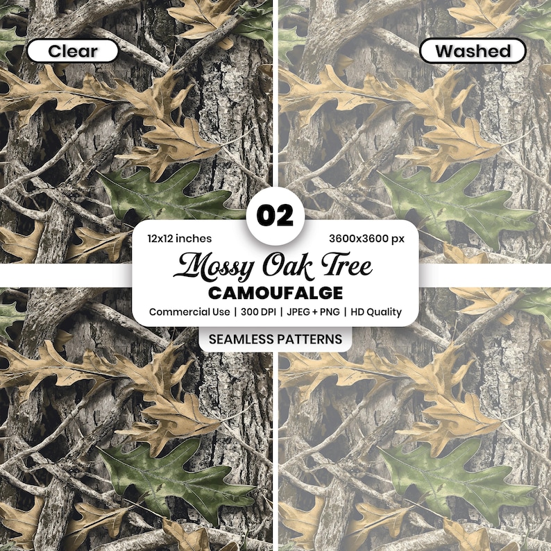 Puede incluir: Dise&ntilde;o de patr&oacute;n sin costuras con estampado de camuflaje Mossy Oak Tree. El dise&ntilde;o incluye hojas y ramas marrones, verdes y tostadas sobre un fondo de corteza texturizada. La imagen incluye el texto "Mossy Oak Tree CAMOUFALGE" y "12x12 pulgadas" (30,48 x 30,48 cm).