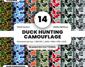 Duck Hunting Seamless Pattern PNG, Mallard Duck Tumbler Wrap, Woodland Grunge Wallpaper, Y2K Clothing Design, Scrapbook, Digital Download