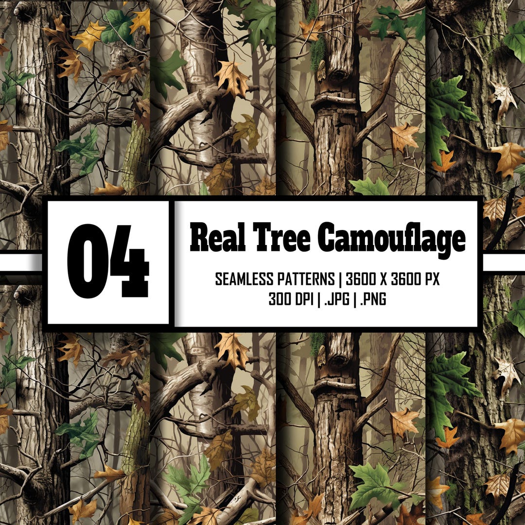 Realtree Mossy Oak Camo Hunting Camouflage Design | 4 Seamless Patterns ...