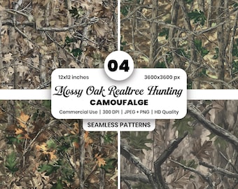 Mossy Style Hunting Camo Seamless Pattern PNG, Real Tree Forest Camouflage, Woodland Digital Paper PNG, Phone Case Design, Tactical Gear