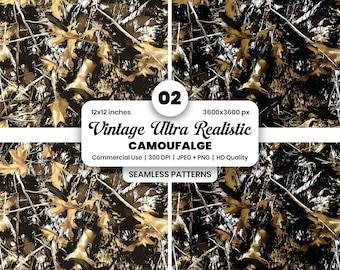 ビンテージ Realtree Mossy Oak カモフラージュシームレスパターン PNG、ハンティング ウッドランド デザイン、デジタル ペーパー、タンブラー ラップ、デジタル ダウンロード、タクティカル ギア