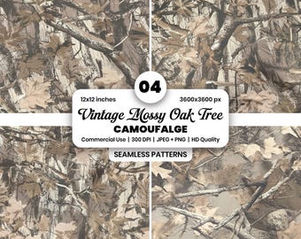 Vintage Mossy Oak Realtree Camouflage Seamless Pattern, Hunting Camo Woodland Digital Paper PNG, Camo Phone Case, Tumbler Wrap,Tactical Gear