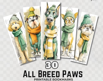 犬の印刷可能なブックマーク（PDF）、居心地の良いかわいい子犬の風変わりなブックマーク（PNG）、本好きのためのアクセサリー、彼女への本好きへのギフト、キッドコア、犬好きへのギフト