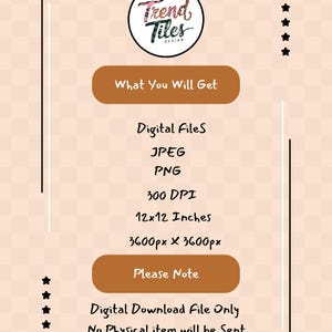 Puede incluir: Descarga digital con detalles de dise&ntilde;o gr&aacute;fico. La imagen incluye el logotipo "Trend Tiles Design", formatos de archivo (JPEG, PNG), resoluci&oacute;n (300 DPI) y dimensiones (30,48 x 30,48 cm, 3600px x 3600px).