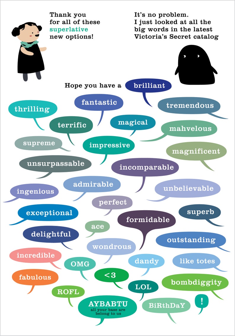 Synonyms for Amazing Birthday Card Vocabulary Greeting Card Humorous