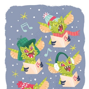 Carte de voeux Gremlins pour les Fêtes (individuelle)
