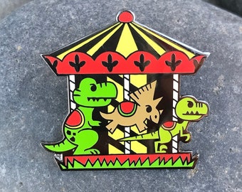 Jurassic Fun Park Dinosaur Carousel Enamel Pin