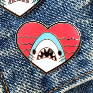 Shark Heart Enamel Pin