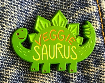 VeggieSaurus Dinosaur Vegan / Vegetarian Love Enamel Pin