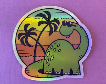 Chill Dino Rainbow Foil Sticker