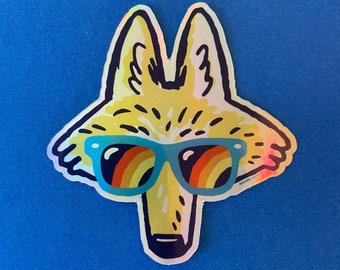 Cool Coyote Rainbow Foil Sticker