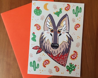 Cactus Coyote Card