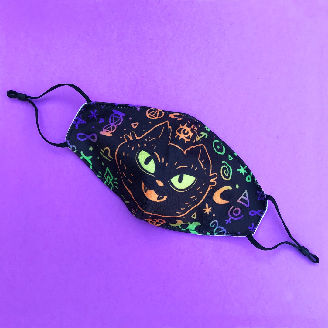 Spooky Magic Cat Face Mask Adjustable and With Filter Etsy