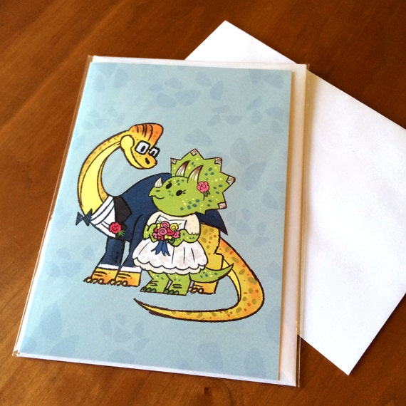 Dinosaur Wedding Card - Etsy
