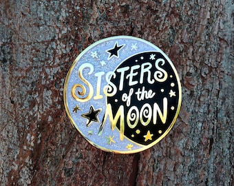 Sisters of the Moon Hard Enamel Cloisonne Glitter Pin