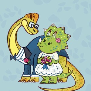 Dinosaur Wedding Card - Etsy