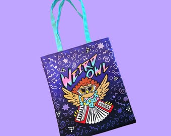 Weird Owl Al Yankovic Canvas Tote Bag 80s 90s Music Geeky Nerdcore