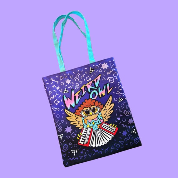 Weird Owl Al Yankovic Canvas Tote Bag 80s 90s Music Geeky Nerdcore