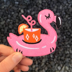 Flamingo Pool Float Iron On Patch