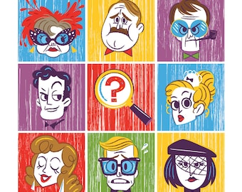 Clue : The Whodunit Bunch 12x12&quot; art print