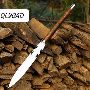 Handmade Carbon steel Hunting-Spear-Full Tang leaf spring Sword With Sheath ,Christmas Gift, Best Gift For Him,forged spear,fishing spear,