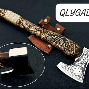 Kundenspezifische handgemachte Kohlenstoffstahl geschnitzte Axt,Wikinger Axt,handgemachte Axt.