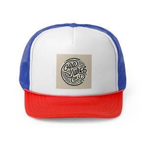 Good Vibes Trucker Cap, Adjustable Mesh Hat, Perfect for Summer Festivals, Beach Days, and Outdoor Adventures, Unisex Style