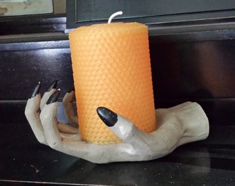 Spooky Pumpkin Orange Beeswax Candle - Orange Beeswax Candle - Orange Candle - Orange Beeswax Pillar - Pumpkin Orange Beeswax -Candles