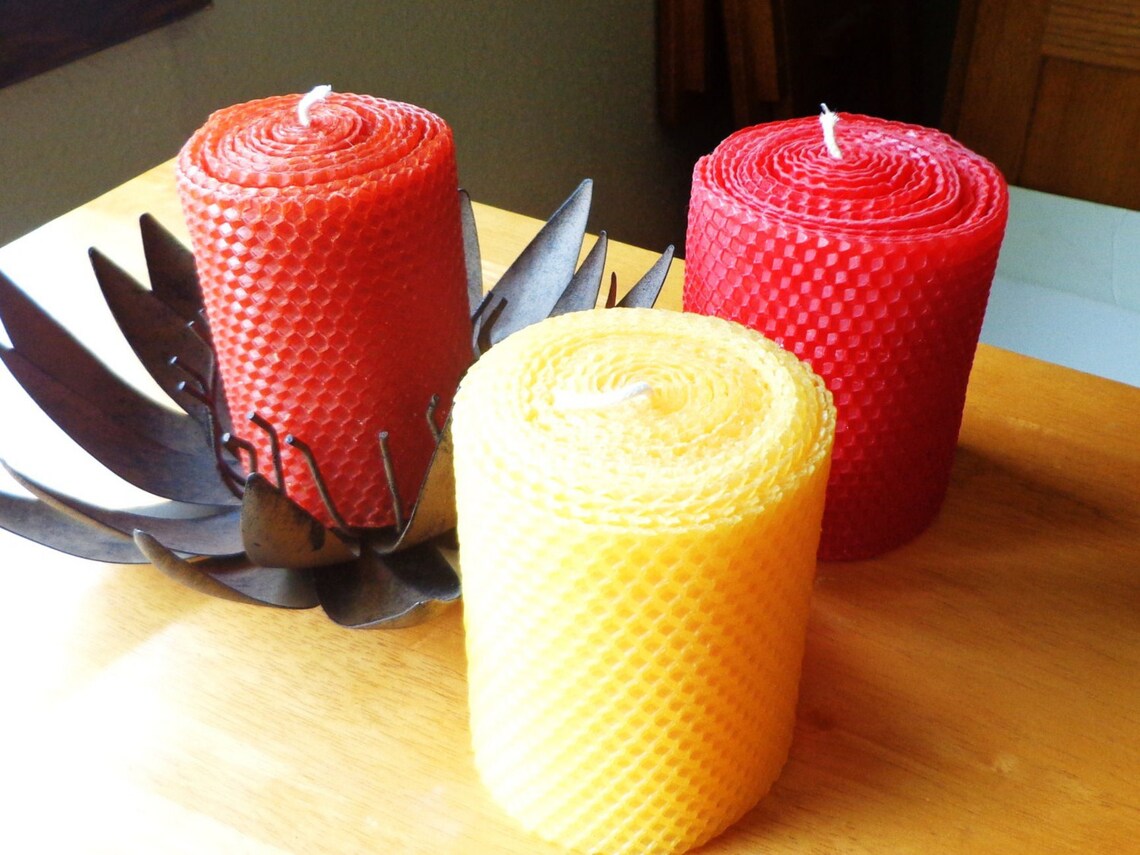 Autumn Beeswax Candles Beeswax Candle Red Beeswax Candle Etsy