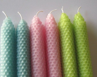 Happy Mother's Day - Pink, aqua, and lime Beeswax Candles, Spring Beeswax Candles, Pink Beeswax Tapers