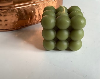 Army Green Bubble Beeswax Candle, Bubble Pillar Candle, Beeswax Candle, Mother's Day Gift, Birthday Gift