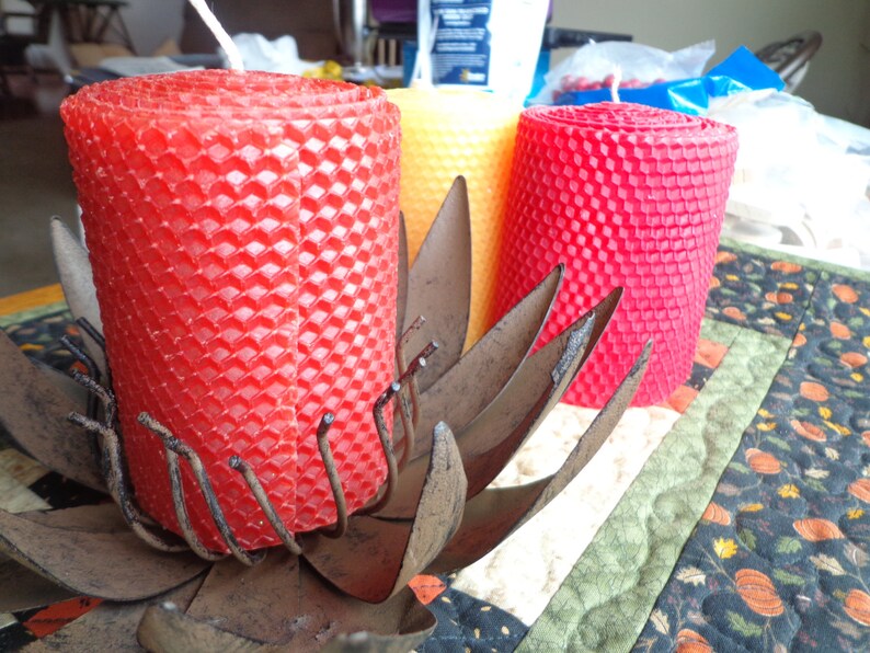 Autumn Beeswax Candles Beeswax Candle Red Beeswax Candle Etsy