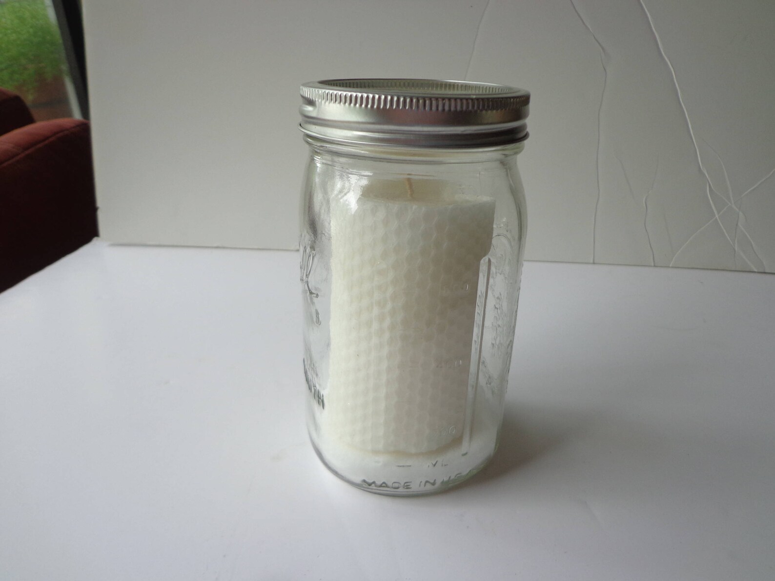 Farmhouse Beeswax Candle in Jar Beeswax Candle White Etsy